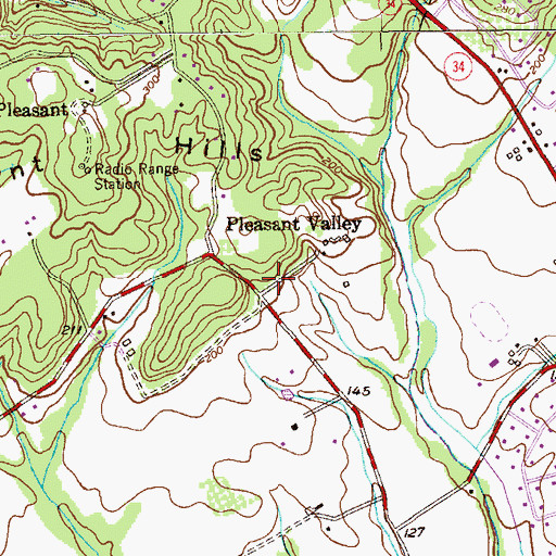 Topographic Map of Pleasant Valley, NJ
