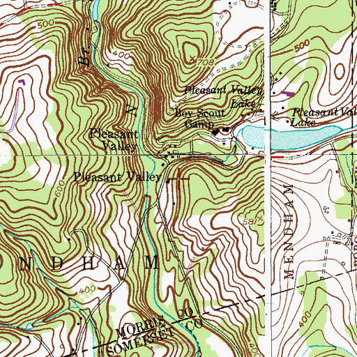 Topographic Map of Pleasant Valley, NJ