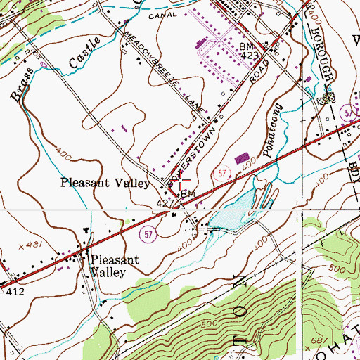 Topographic Map of Pleasant Valley, NJ