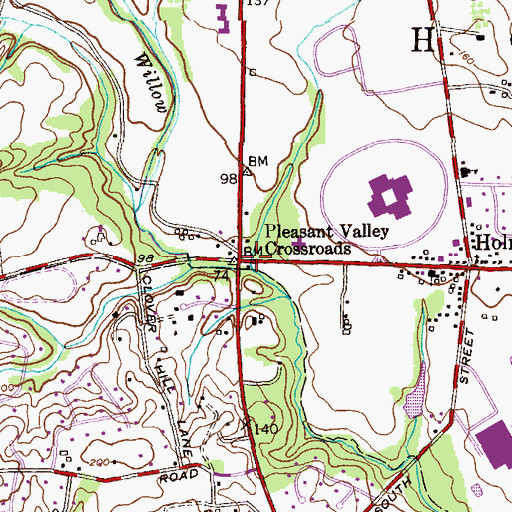 Topographic Map of Pleasant Valley Crossroads, NJ