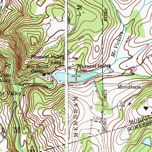 Topographic Map of Pleasant Valley Lake, NJ