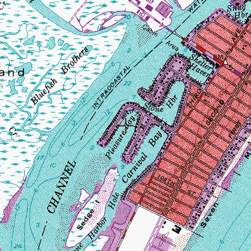 Topographic Map of Pleasure Bay, NJ
