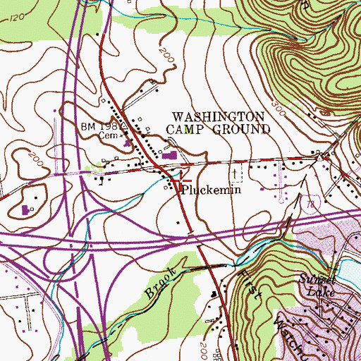 Topographic Map of Pluckemin, NJ