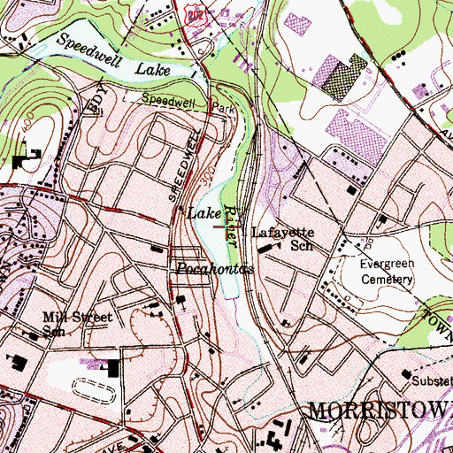 Topographic Map of Lake Pocahontas, NJ