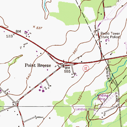 Topographic Map of Point Breeze, NJ