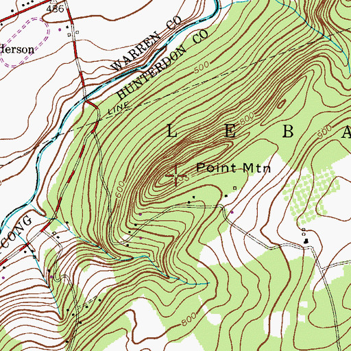Topographic Map of Point Mountain, NJ
