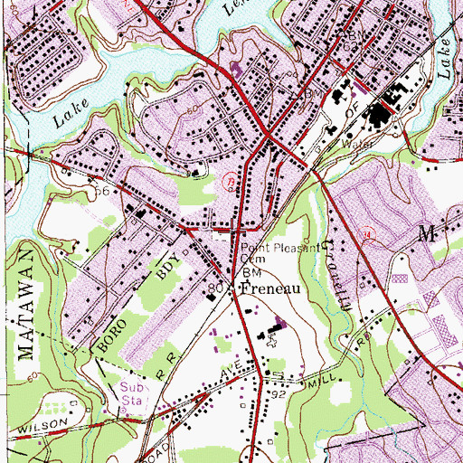 Topographic Map of Mount Pleasant Cemetery, NJ