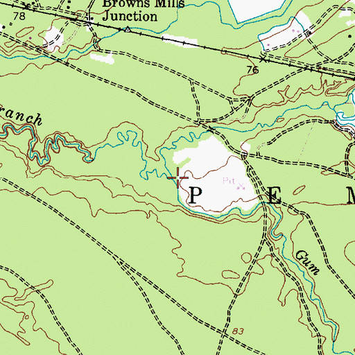 Topographic Map of Pole Bridge Branch, NJ