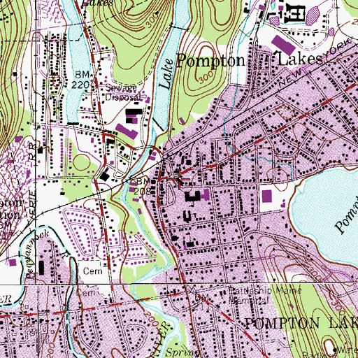 Topographic Map of Pompton Lakes, NJ