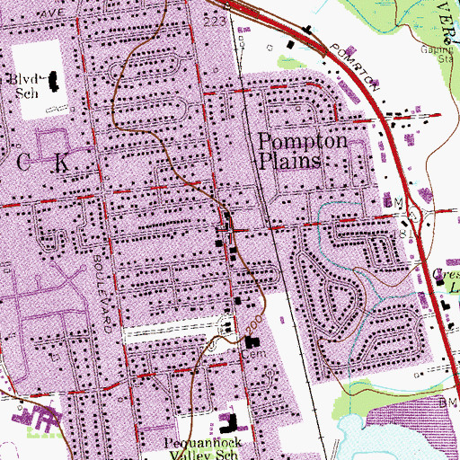 Topographic Map of Pompton Plains, NJ