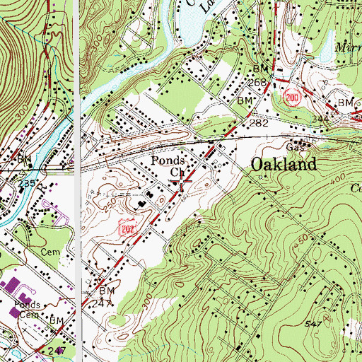 Topographic Map of Ponds Church, NJ