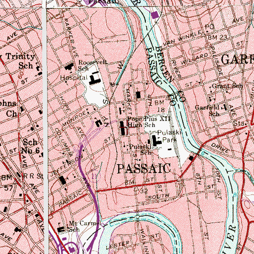 Topographic Map of Pope Pius XII High School (historical), NJ