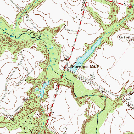 Topographic Map of Porches Mill, NJ