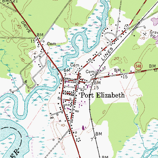 Topographic Map of Port Elizabeth, NJ