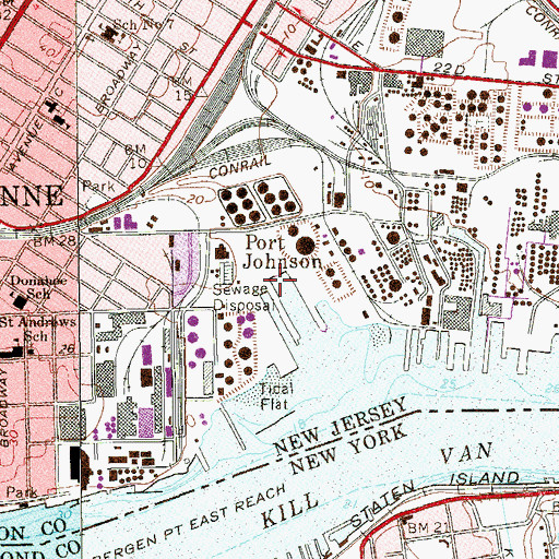Topographic Map of Port Johnson, NJ