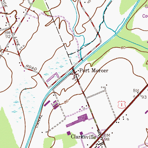 Topographic Map of Port Mercer, NJ