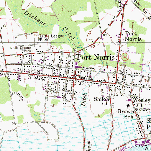 Topographic Map of Port Norris, NJ