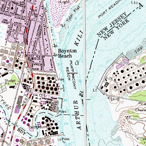 Topographic Map of Port Socony Reach, NJ