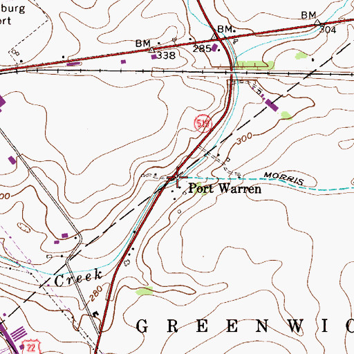 Topographic Map of Port Warren, NJ