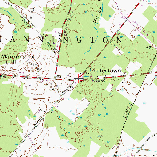 Topographic Map of Portertown, NJ