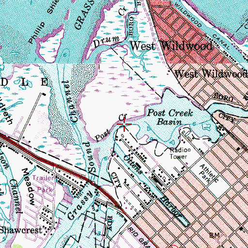 Topographic Map of Post Creek, NJ