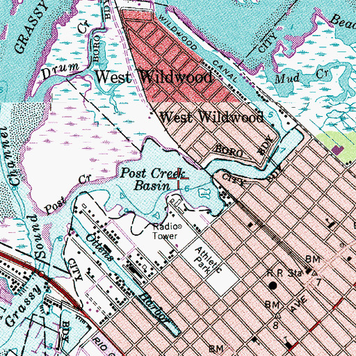 Topographic Map of Post Creek Basin, NJ