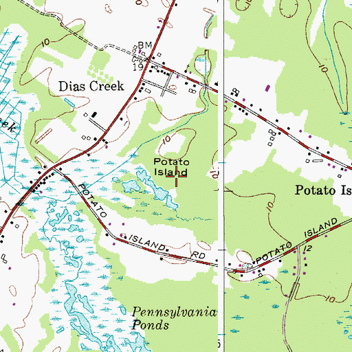Topographic Map of Potato Island, NJ