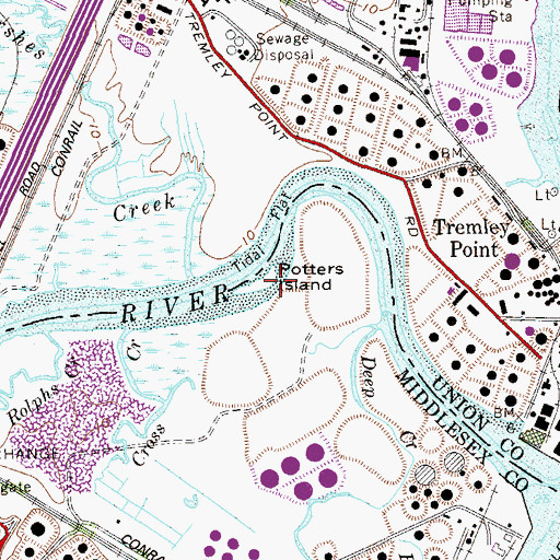 Topographic Map of Potters Island, NJ
