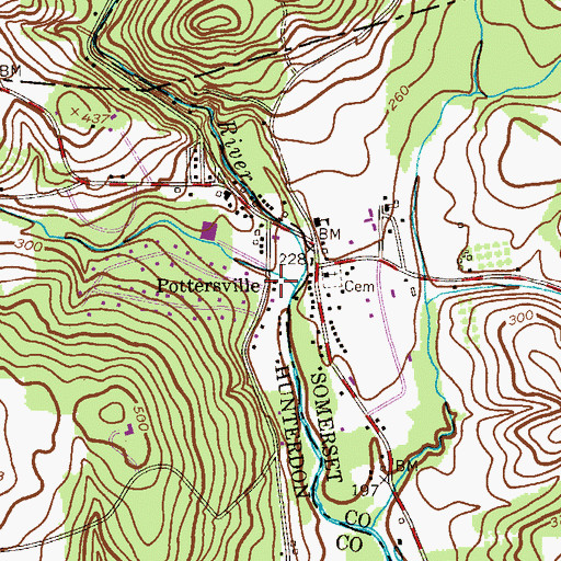 Topographic Map of Pottersville, NJ