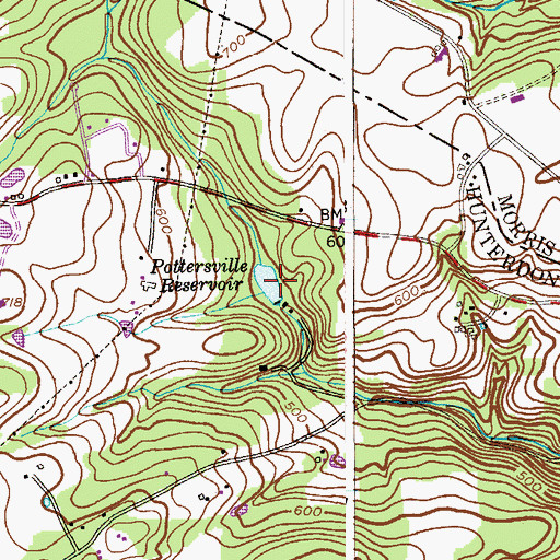 Topographic Map of Pottersville Reservoir, NJ