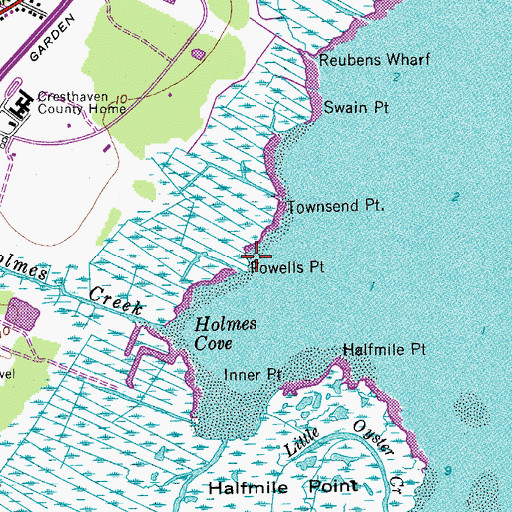 Topographic Map of Powells Point, NJ