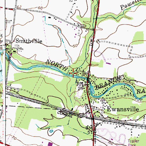 Topographic Map of Powells Run, NJ