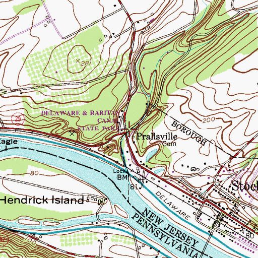 Topographic Map of Prallsville, NJ