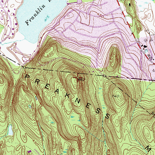 Topographic Map of Preakness Mountain, NJ