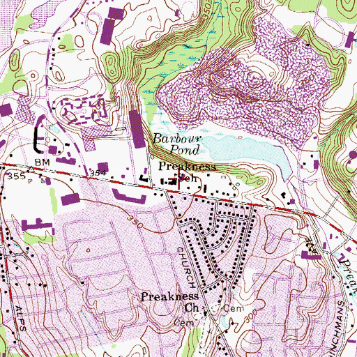 Topographic Map of Preakness School (historical), NJ