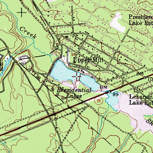 Topographic Map of Presidential Lakes, NJ