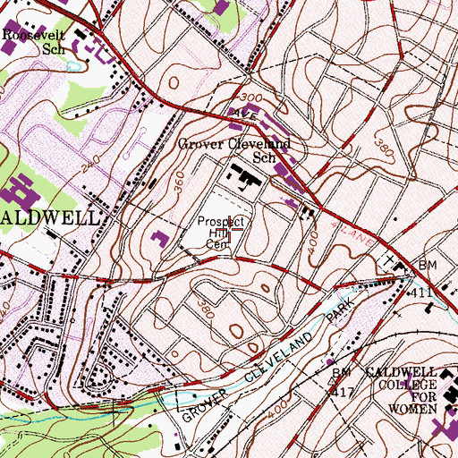 Topographic Map of Prospect Hill Cemetery, NJ