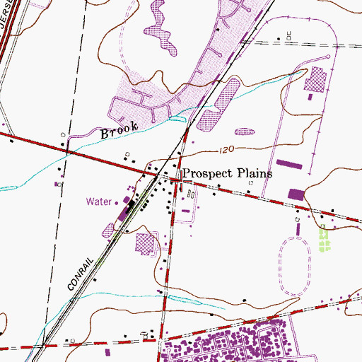 Topographic Map of Prospect Plains, NJ