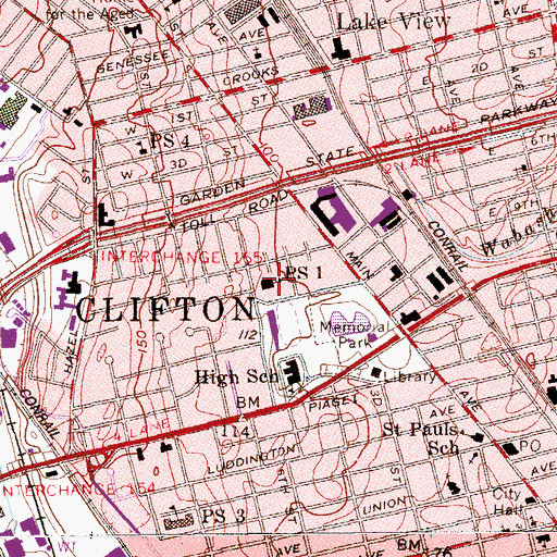 Topographic Map of Number 1 Elementary School, NJ