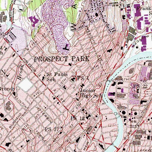 Topographic Map of Prospect Park Elementary School, NJ