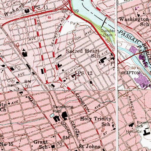 Topographic Map of Number 12 Elementary School, NJ
