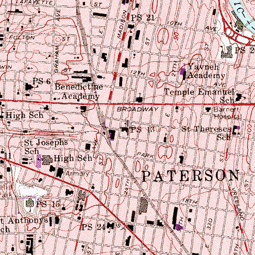 Topographic Map of Number 13 Elementary School, NJ