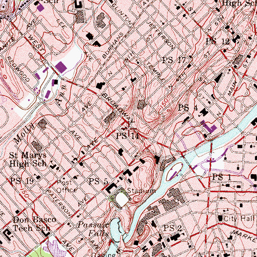 Topographic Map of Number 14 Elementary School, NJ