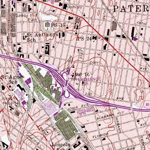Topographic Map of Number 16 Elementary School, NJ