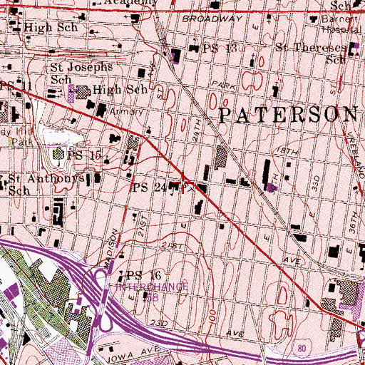 Topographic Map of Number 24 Elementary School, NJ