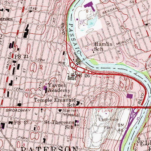 Topographic Map of Number 26 Elementary School, NJ