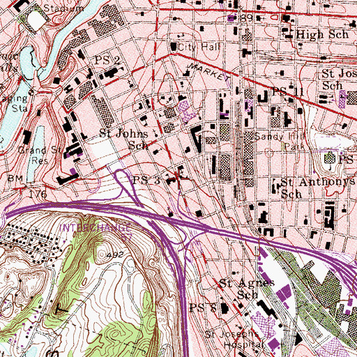 Topographic Map of Number 3 Elementary School, NJ