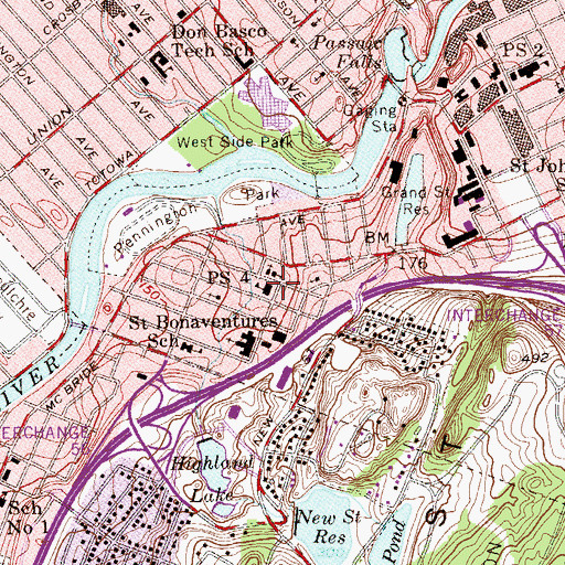 Topographic Map of Number 7 Elementary School, NJ