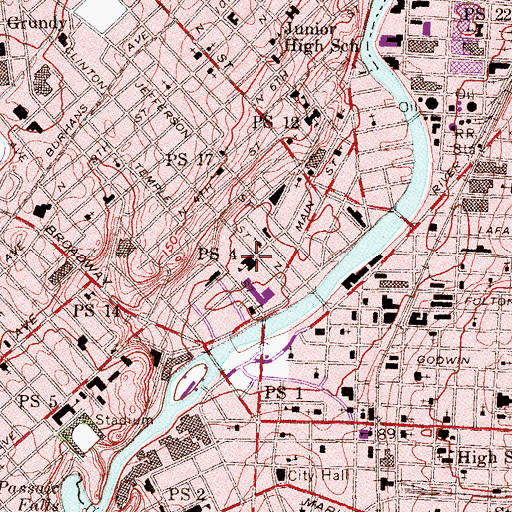 Topographic Map of Number 4 Elementary School, NJ