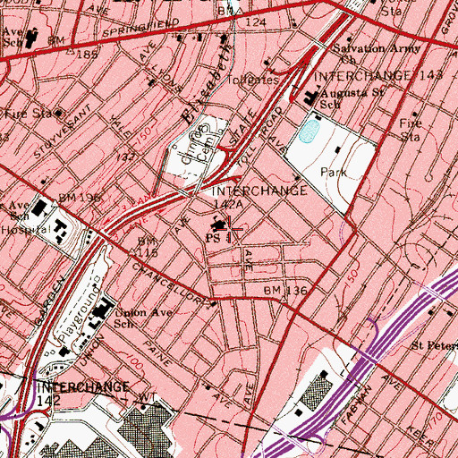 Topographic Map of Mount Vernon Avenue Elementary School, NJ